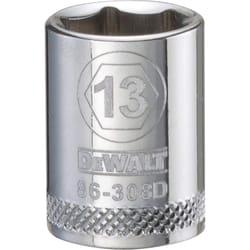 DeWalt 13 mm X 3/8 in. drive Metric 6 Point Socket 1 pc