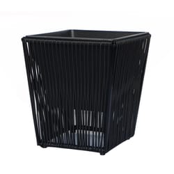 Infinity 15.75 in. H X 14.17 in. W X 14.17 in. D Metal/Plastic Poly Rattan Planter Black