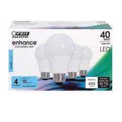 Feit Enhance A19 E26 (Medium) LED Bulb Daylight 40 Watt Equivalence 4 pk