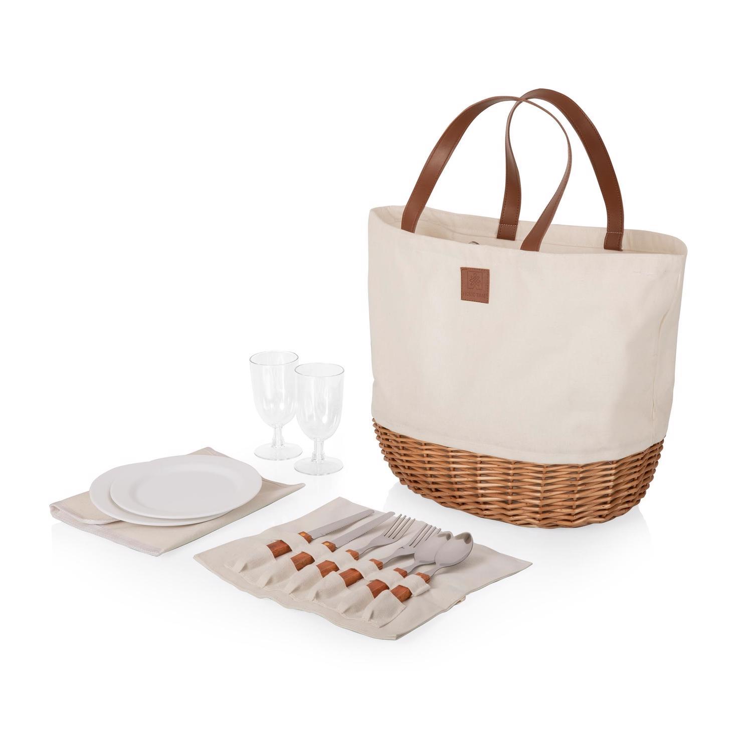 Picnic Time Canvas Wicker Picnic Basket Sansujyuku sansujyuku.com