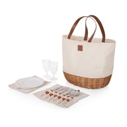 Picnic Time Canvas Wicker Picnic Basket