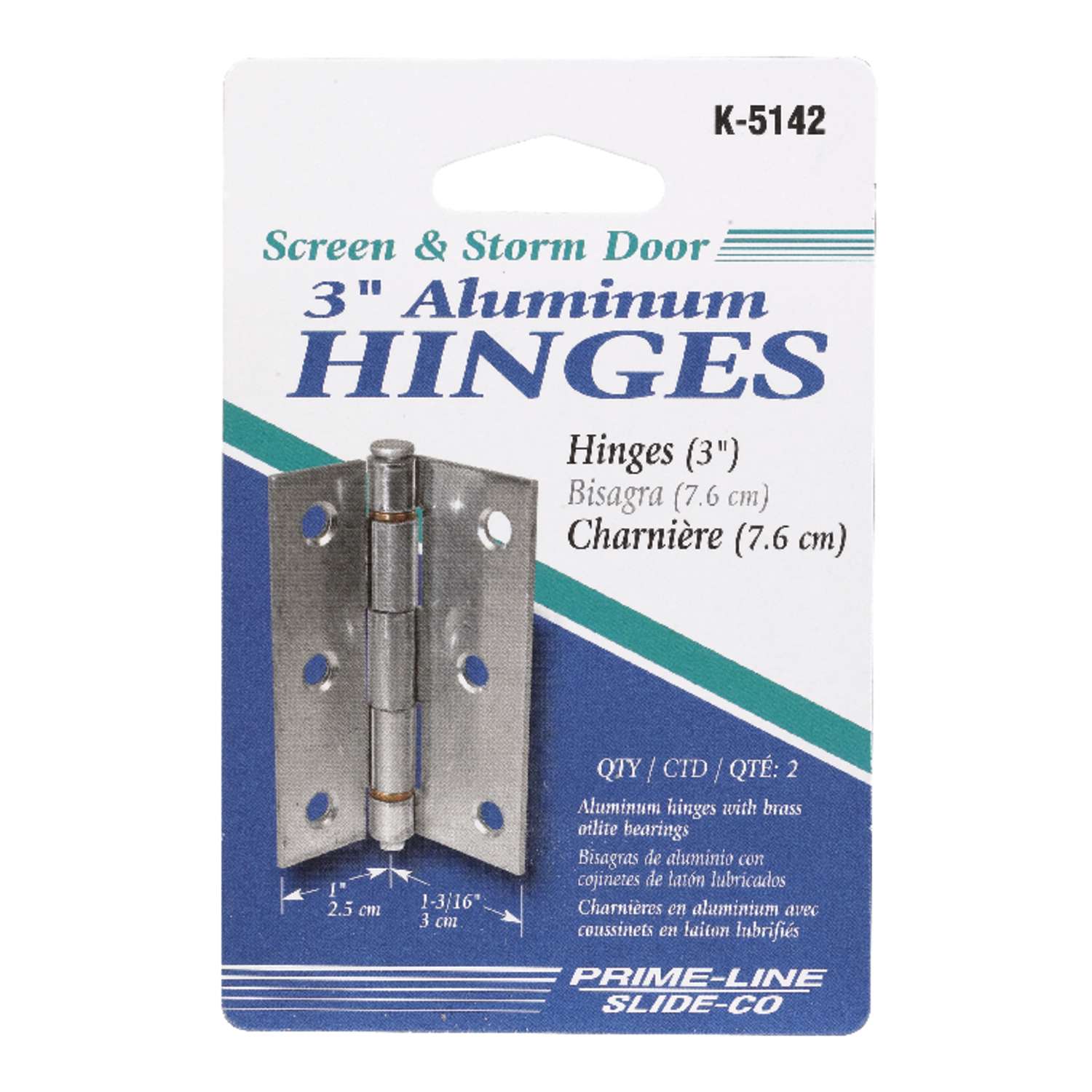 PrimeLine 3 in. L Natural Door Hinge 2 pk Ace Hardware