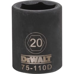 DeWalt Directtorque 20 mm X 1/2 in. drive Metric 6 Point Impact Socket 1 pc