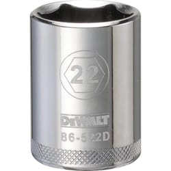 DeWalt 22 mm X 1/2 in. drive Metric 6 Point Socket 1 pc