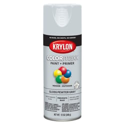Krylon ColorMaxx Gloss Pewter Gray Paint + Primer Spray Paint 12 oz
