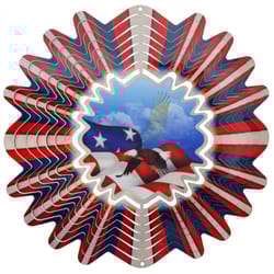 Spinfinity Designs Multi-color Stainless Steel 12 in. Animated Patriotic Large Outdoor Spinner