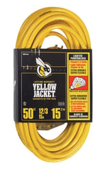 Yellow Jacket Indoor or Outdoor 50 ft. L Yellow Triple Outlet Cord 12/3 SJTW