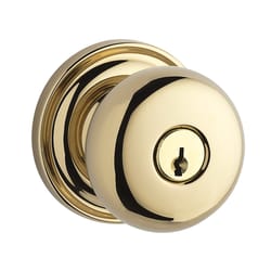 Baldwin Reserve Round Knob Polished Brass Entry Lockset 2 in.