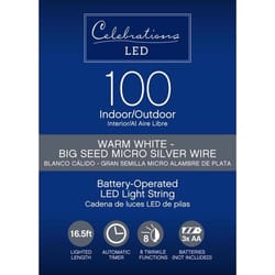 Celebrations LED Micro Dot/Fairy Clear/Warm White 100 ct String Christmas Lights 16.5 ft.