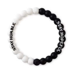 Lokai Unisex Humble Hopeful Round Black/White Bracelet Silicone Water Resistant Size 7.5