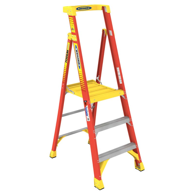 Werner 3 ft. H Fiberglass Podium Platform Ladder Type IA 300 lb. capacity Uae Electronic uaeelectronic.com