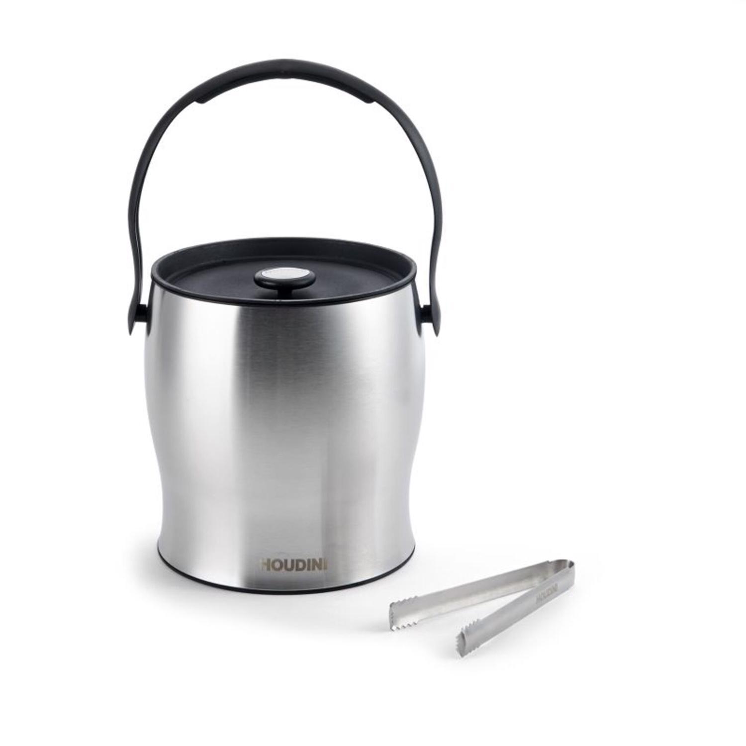 Houdini 4 qt Black/Silver Stainless Steel Ice Bucket with Tongs Sansujyuku sansujyuku.com