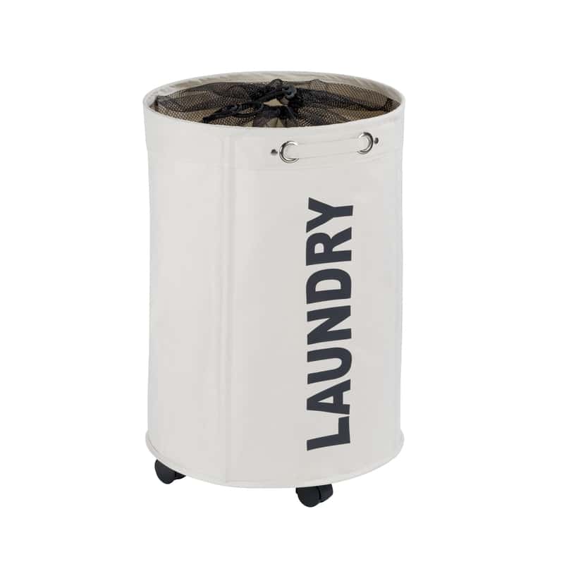Wenko Rondo Beige Polyester Wheeled Laundry Basket Ace Hardware