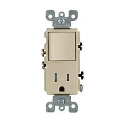 Leviton Decora 15 amps 125 V Ivory Combination Switch/Outlet 5-15R 1 pk
