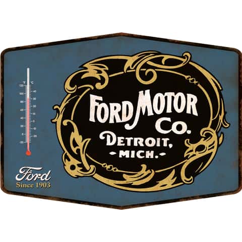 Open Road Brands Ford Garage Wall Thermometer Embossed Metal 1 pc