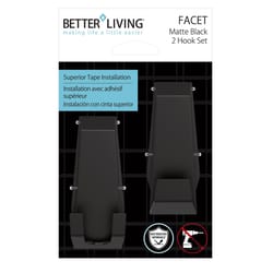 Better Living Facet 3.38 in. H X 1.25 in. W X 1.5 in. L Matte Black Bath Hook