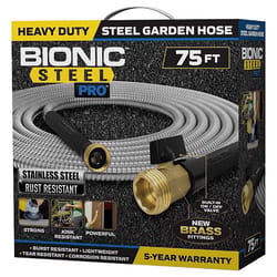 Bionic Steel Pro 5/8 in. D X 75 ft. L Heavy Duty Commercial Grade Garden Hose Gray