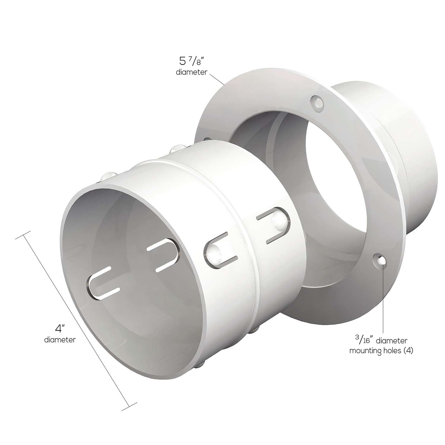 Ace EZ Dock 6 in. L X 4 in. D Silver White Plastic Dryer Clean Out Connector Mfr ACEEZDOCK Ace Hardware