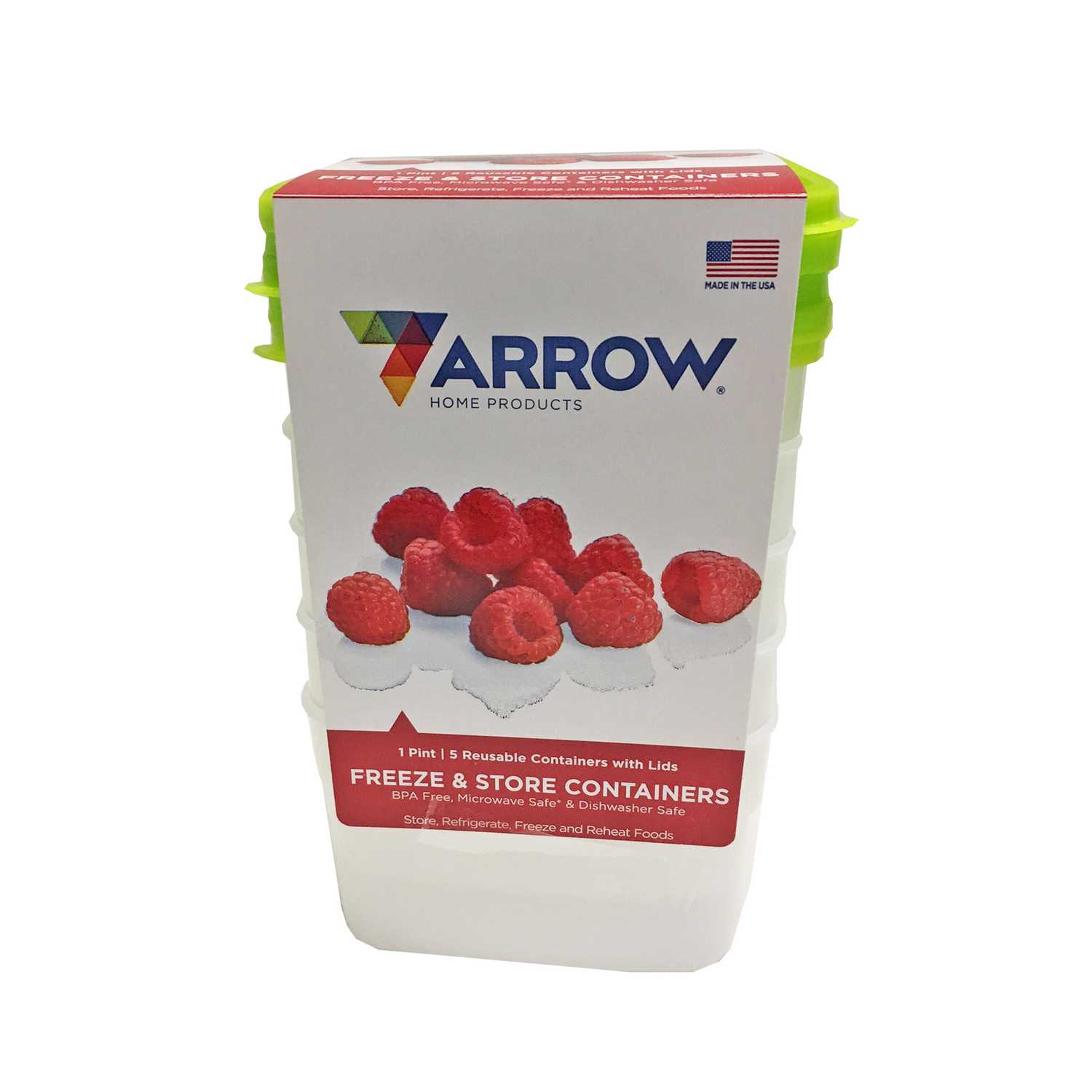 Arrow Home Products 1 pt. Food Container and Lid 5 pk White Ace Hardware