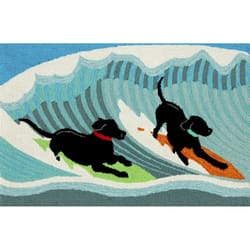 Liora Manne Frontporch 1.67 ft. W X 2.5 ft. L Multi-color Surfing Dogs Polyester Accent Rug