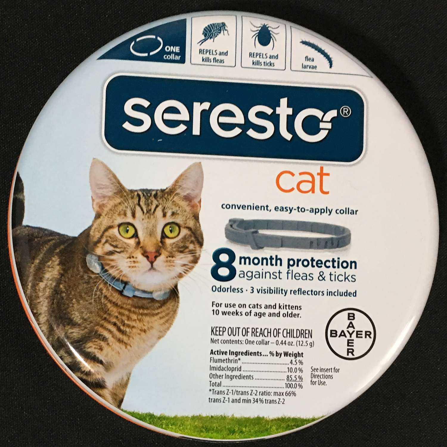 Bayer Seresto Solid Cat Flea and Tick Collar Flumethrin 0.44 oz Ace