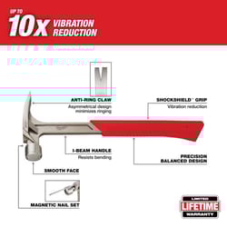 Milwaukee 20 oz Smooth Face Claw Hammer 14 in. Steel Handle