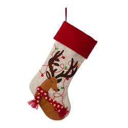 Glitzhome Multicolored Reindeer Christmas Stocking 1.18 in.