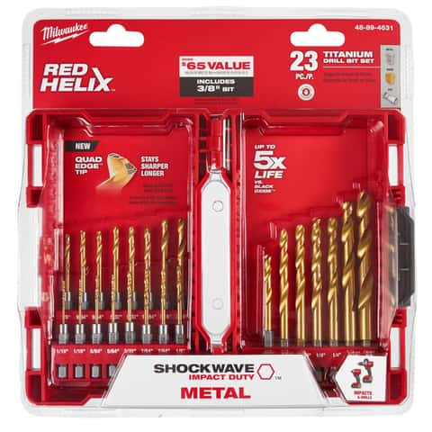 Milwaukee Shockwave Titanium Red Helix Drill Bit Set Hex Shank 23 pc - Ace  Hardware