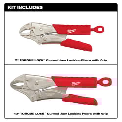 Milwaukee Torque Lock 2 pc Forged Alloy Steel Curved Jaw Pliers Set 7 and 10 in. L