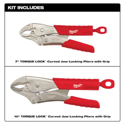 Milwaukee Torque Lock 2 pc Forged Alloy Steel Curved Jaw Pliers Set 7 and 10 in. L