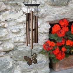 Woodstock Chimes Brown Aluminum/Wood 21 in. Butterfly Wind Chime