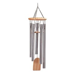 Summerfield Terrace Brown/Silver Aluminum/Wood 24 in. Resonant Wind Chime