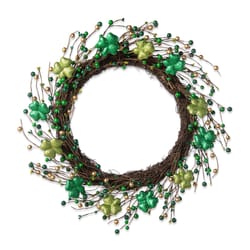 Glitzhome Shamrock Berry Wreath Polyester 1 each 20 in.