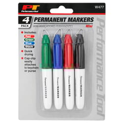 Performance Tool Assorted Felt Tip Markers 4 pk