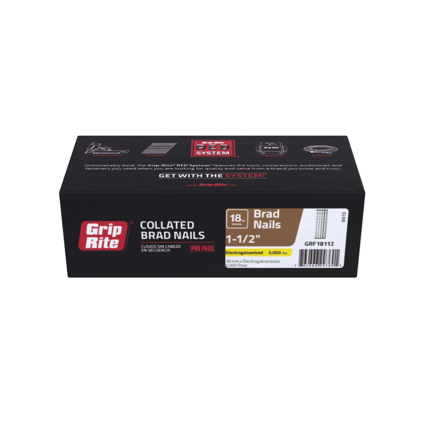 Grip-Rite 1-1/2 in. 18 Ga. Straight Strip Electro Galvanized Finish ...