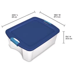 Sterilite 12 gal Blue/Clear Latch Storage Box 9-1/4 in. H X 23-5/8 in. W X 18-5/8 in. D Stackable