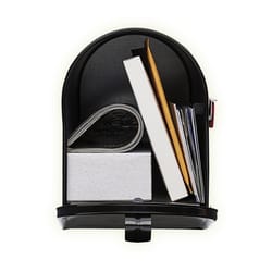 Architectural Mailboxes Elite Classic Galvanized Steel Post Mount Black Mailbox