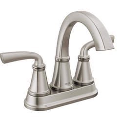 Delta Geist Brushed Nickel Contemporary Centerset Bathroom Sink Faucet 4 in.