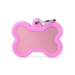 MyFamily Hushtag Pink Bone Aluminum Dog Pet Tags Medium