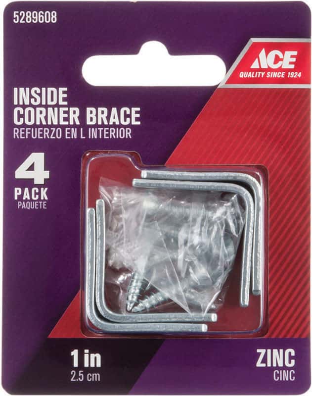 Ace 1 in. H X 2.75 in. W X 1 in. D Zinc Inside L Corner Brace Ace