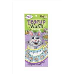 Fuzzu Multicolored Tea Cup Fluffs Bunny Catnip Toy One Size amps 1 pk