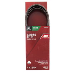 Ace 30 in. L X 1 in. W Aluminum Oxide Sanding Belt 50 Grit Coarse 3 pc