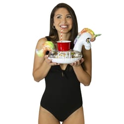 PoolCandy Multicolored PVC Inflatable Unicorn Drink Float