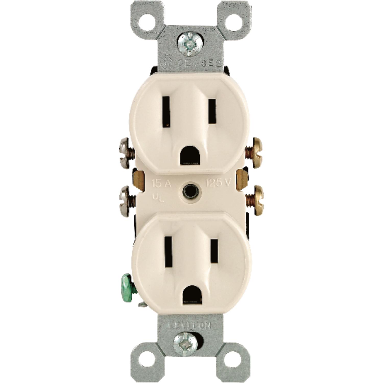 Leviton 15 amps 125 V Duplex Light Almond Outlet 5-15R 1 pk - 05320-TCP - Electrical Switches  sku 05320-TCP