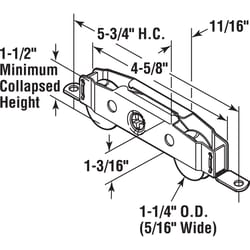 Prime-Line 1-1/4 in. D X 3/8 in. L Steel Roller Assembly 1 pk