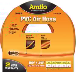 Amflo 100 ft. L X 3/8 in. D Polyvinyl Air Hose 300 psi Orange