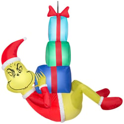 Dr. Seuss Airblown LED Grinch 4 ft. Hanging Grinch With Presents Inflatable