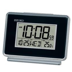 Seiko 5.00 in. Black Alarm Clock Analog Battery Operated