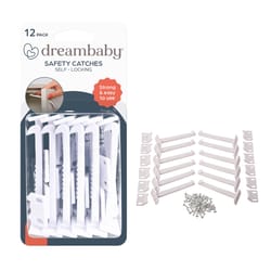 Dreambaby Gray/White Plastic Cabinet Catches 12 pk