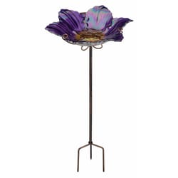 Regal Art & Gift Glass/Metal 25 in. Bird Bath with Stake